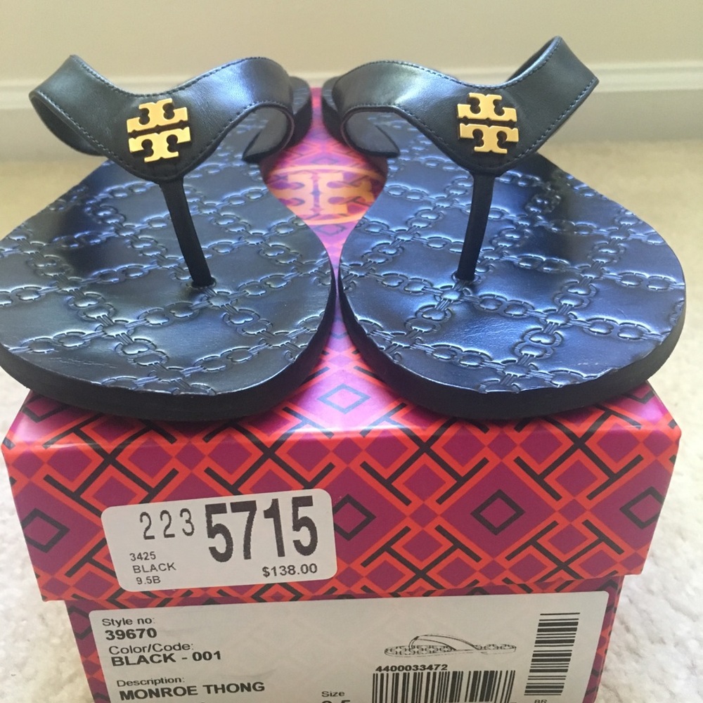 Tory Burch  embossed leather flip flops